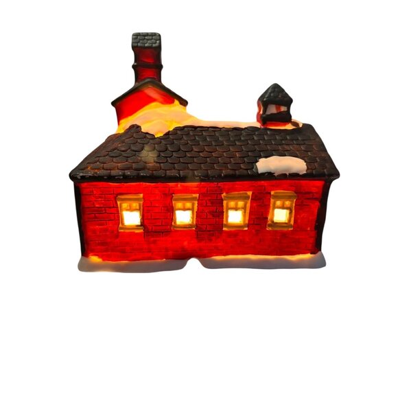 Hand Painted Illuminated Ceramic Firehouse Christmas Village Decor Liberty Bell - Picture 7 of 8